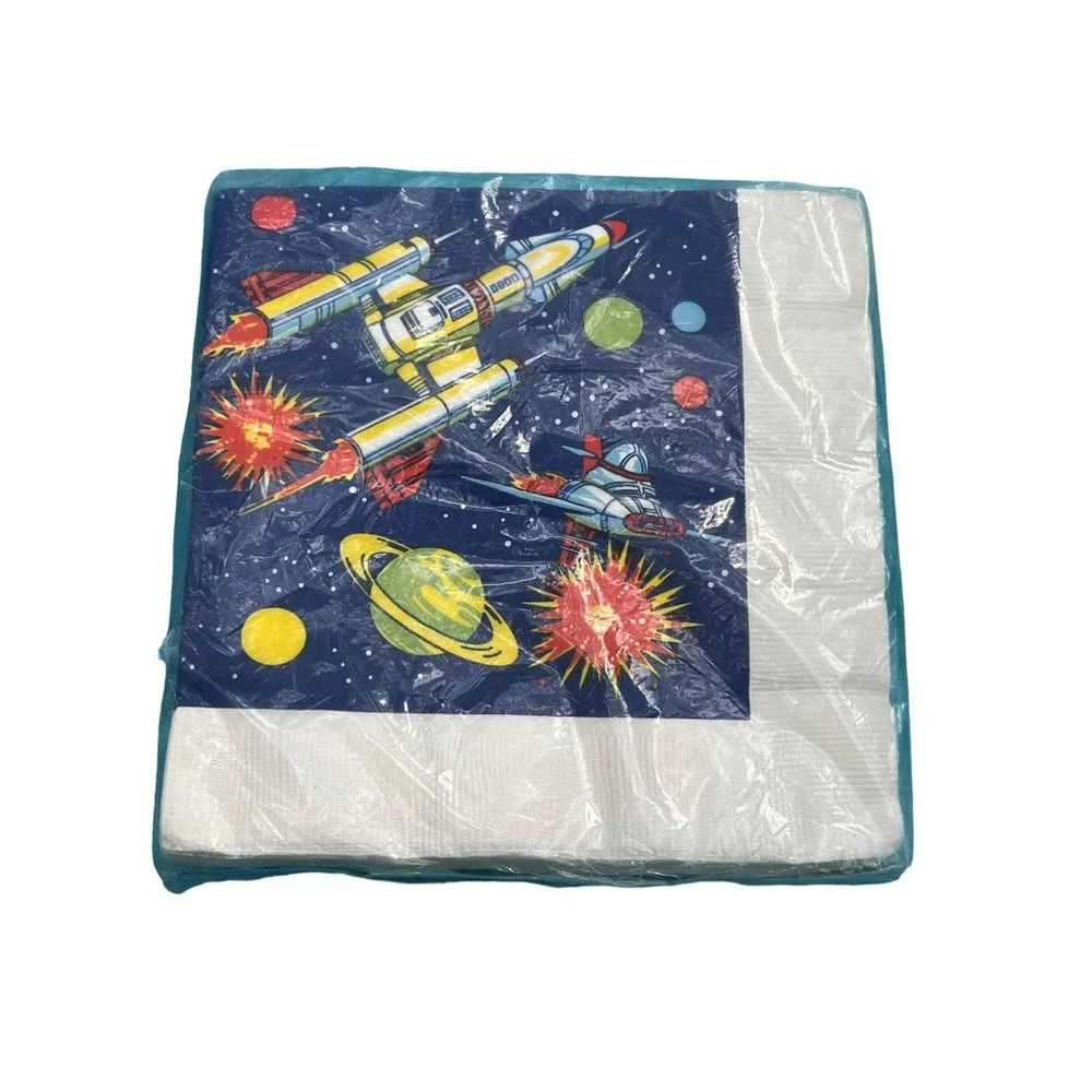 Vintage Gibson Greeting Cards Luncheon Napkins Space Spaceship New NOS